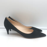 Prada Pointed Toe Kitten Heel Pumps Black Suede Size 37 NEW