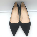 Prada Pointed Toe Kitten Heel Pumps Black Suede Size 37 NEW