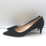 Prada Pointed Toe Kitten Heel Pumps Black Suede Size 37 NEW
