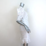 Isabel Marant Etoile Sireny Puff Sleeve Dress White Ruched Cotton Size 42