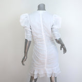 Isabel Marant Etoile Sireny Puff Sleeve Dress White Ruched Cotton Size 42