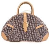 Christian Dior Double Saddle Bowler Bag Brown Diorissimo Canvas & Beige Leather