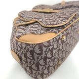 Christian Dior Double Saddle Bowler Bag Brown Diorissimo Canvas & Beige Leather
