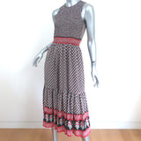 Ulla Johnson Midi Dress Oona Dark Indian Floral Print Smocked Silk Size 2