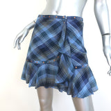 Veronica Beard Parris Ruffled Mini Skirt Blue Plaid Size 10