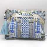 Camilla Small Clutch Blue/White Printed Canvas Bag