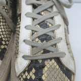 Golden Goose Superstar Snakeskin Low Top Sneakers Ivory/Gray Size 37