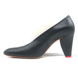 Celine Petal Heel Pumps Black Leather Size 38.5