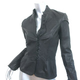 Gryphon Leather Button-Front Jacket Black Size Small