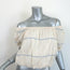 Tory Burch Off the Shoulder Cropped Top Ivory/Blue Striped Cotton Size Medium