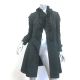 Dolce & Gabbana Ruffled Trench Coat Black Polyester Size 38 Belted Jacket