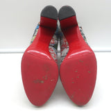 Christian Louboutin Loubitag Sequined Graffitti Ankle Boots Silver Size 37.5