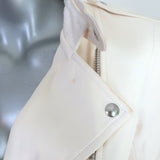 IRO Mazey Biker Jacket White Denim-Trimmed Leather Size 36