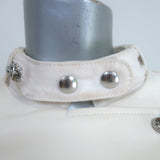 IRO Mazey Biker Jacket White Denim-Trimmed Leather Size 36