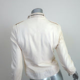 IRO Mazey Biker Jacket White Denim-Trimmed Leather Size 36