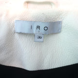 IRO Mazey Biker Jacket White Denim-Trimmed Leather Size 36