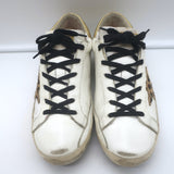 Golden Goose Superstar Leopard Pony Hair Star Sneakers White Leather Size 38