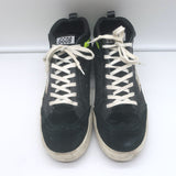 Golden Goose Glitter Mid Star Sneakers Black & Silver Metallic Leather Size 41