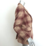 Isabel Marant Etoile Kerstin Windowpane Plaid Blazer Beige/Red Wool Size 38
