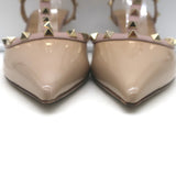 Valentino Rockstud Caged Pumps Nude Patent Leather Size 41 Pointed Toe Heels