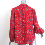 Natalie Martin Tolan Shirt Red Floral Print Silk Size Extra Small NEW