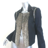 Chloe Two-Tone Sequined Jacket Black & Navy Wool-Cashmere Size 40