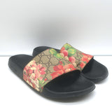 Gucci GG Blooms Pursuit Pool Slide Sandals Multicolor Canvas Size 41