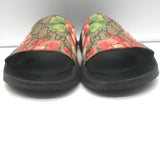 Gucci GG Blooms Pursuit Pool Slide Sandals Multicolor Canvas Size 41