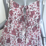 Natalie Martin January Tiered Maxi Dress White/Pink Floral Print Silk Size Large