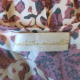 Natalie Martin January Tiered Maxi Dress White/Pink Floral Print Silk Size Large