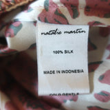 Natalie Martin January Tiered Maxi Dress White/Pink Floral Print Silk Size Large