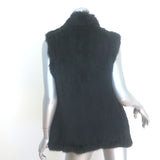 June Rabbit Fur Long Vest Black Size Small