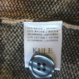 Kule The Cat Cardigan Beige Leopard Jacquard Knit Size Large V-Neck Sweater