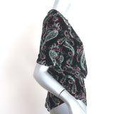 Isabel Marant Udellnad Short Sleeve Top Black Paisley Print Velvet Size 36