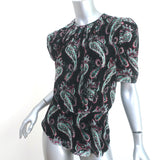 Isabel Marant Udellnad Short Sleeve Top Black Paisley Print Velvet Size 36