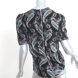 Isabel Marant Udellnad Short Sleeve Top Black Paisley Print Velvet Size 36