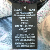 Isabel Marant Udellnad Short Sleeve Top Black Paisley Print Velvet Size 36