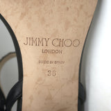 Jimmy Choo Aadra Faux Pearl-Studded Low Heel Sandals Black Leather Size 38