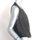 L'Agence Rhinestone-Embellished Draped Top Black Silk Size Extra Small