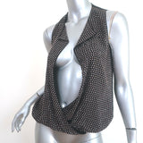 L'Agence Rhinestone-Embellished Draped Top Black Silk Size Extra Small