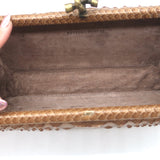Bottega Veneta Snakeskin Long Stretch Knot Clutch Brown
