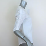 Veronica Beard Waldorf Ruched-Sleeve Tee White Cotton Jersey Size Small NEW