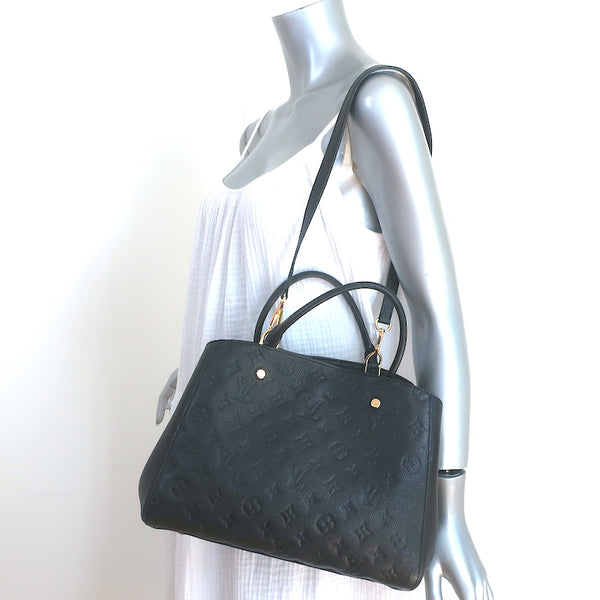 Louis Vuitton Montaigne Handbag Monogram Empreinte Leather MM Black  214930370