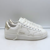 Golden Goose Purestar Sneakers White & Gold Metallic Leather Size 39