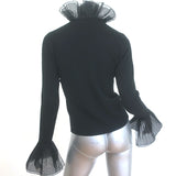 Ralph Lauren Black Label Ruffle-Trimmed Cashmere Sweater Black Size Small