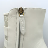 Gucci Kensington GG Supreme Crystal Buckle Boots Cream Canvas & Leather Size 38