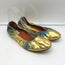 Lanvin Ballet Flats Gold/Blue Metallic Snake-Embossed Leather Size 38