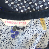 Rebecca Taylor Sleeveless Mini Dress Navy Floral Print Silk Size 8