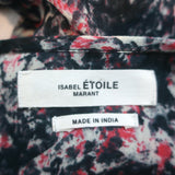 Isabel Marant Etoile Ruffle Blouse Jelby Black/Multi Printed Crepe Size 38