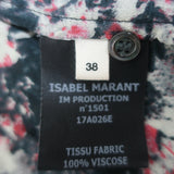 Isabel Marant Etoile Ruffle Blouse Jelby Black/Multi Printed Crepe Size 38